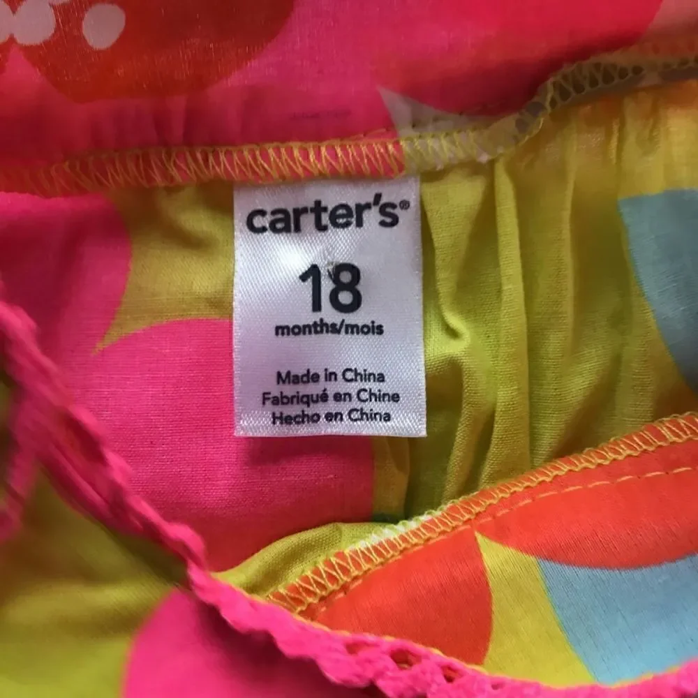 Carters Neon Floral Print Button Bib Tank Top